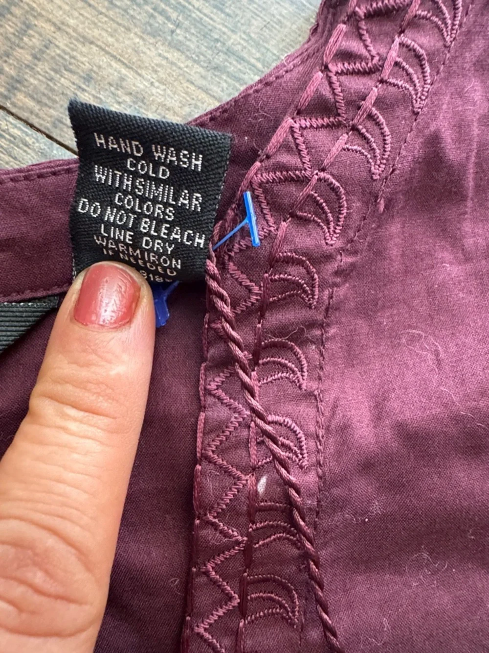 Embroidered V-Neck Tunic Top in Deep Wine